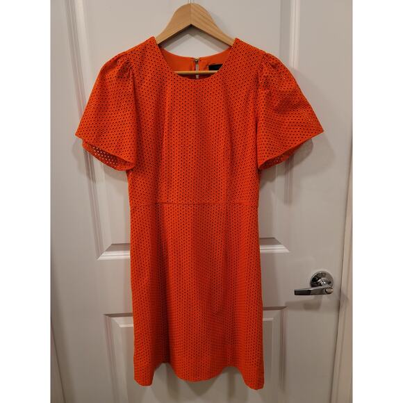 J.Crew Flutter Sleeve Dress in Eyelet Bold Red - Picture 2 of 7
